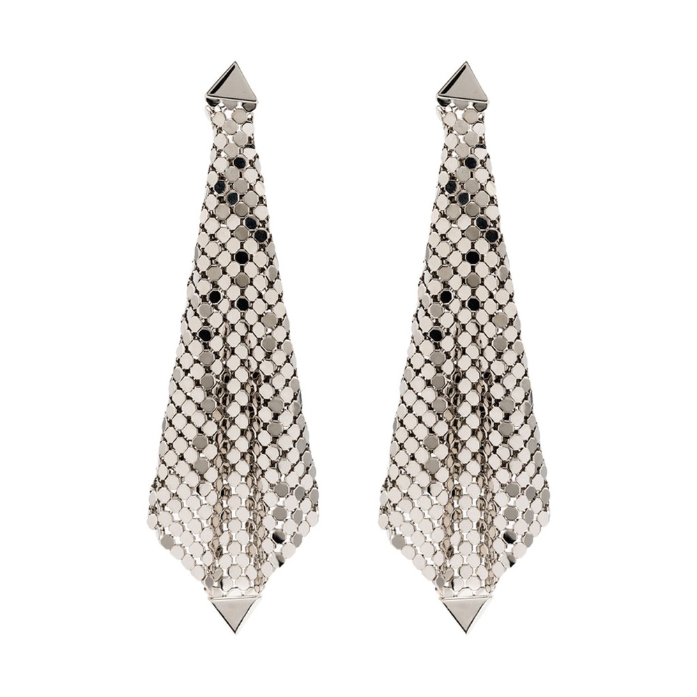 Paco Rabanne FLEXIBLE SILVER MESH DIAMOND EARRINGS